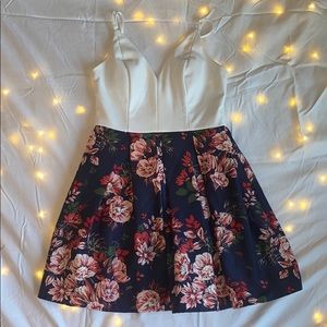 White and navy party dress